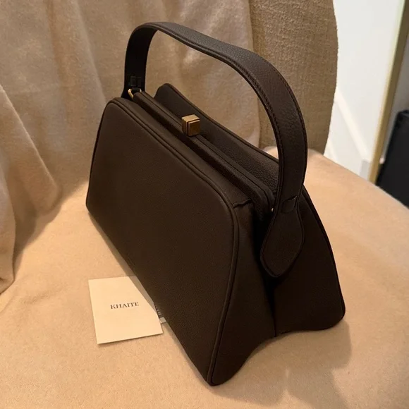 Elegant Brown Khaite Leather Shoulder Bag - Picture 2 of 13